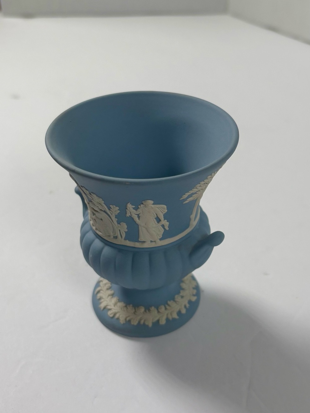 Vintage Wedgwood Blue Jasperware Mini Campana Urn Vase